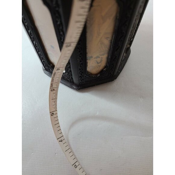 Antique 18th Century Cast Iron Asian Teapot Etched Scenic Glass Panel Japan MCM - Picture 10 of 10